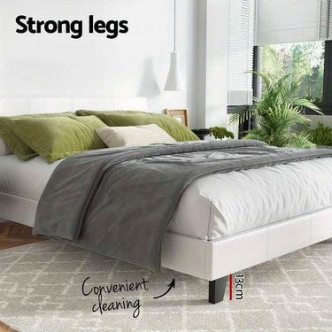 ARTISS NEO Double Bed Frame - White Contemporary Hardwood Bed